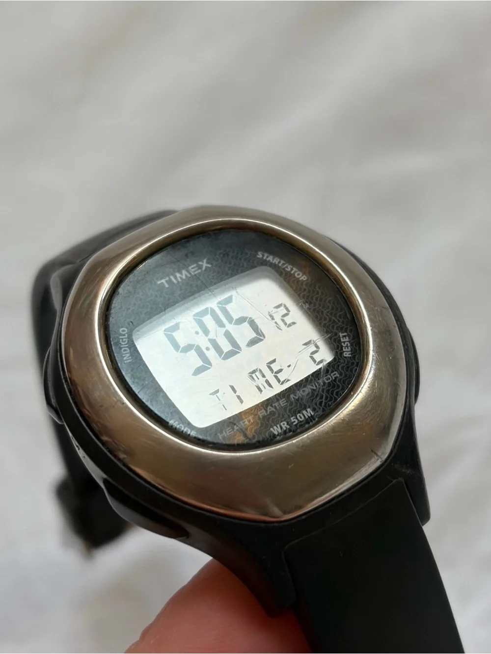 Timex T5K483 Indiglo Heart Rate Monitor Quartz Digital Unisex Watch New Battery